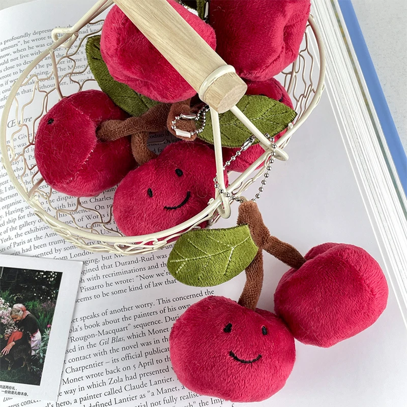 Cute Fruit Plush Pendant Cherry Doll Keychain Small Accessory for Schoolbags Simulated Cherry Design New Arrival