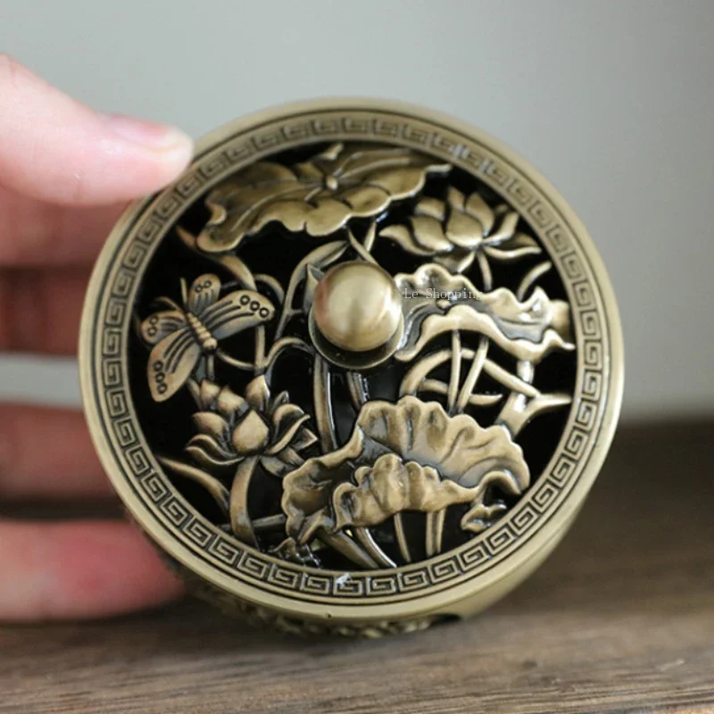 Lotus Dragon and Phoenix Antique  Alloy Incense Burner/Incense Lore Buddha Craft Supplies Office Teahouse Decoration Censer