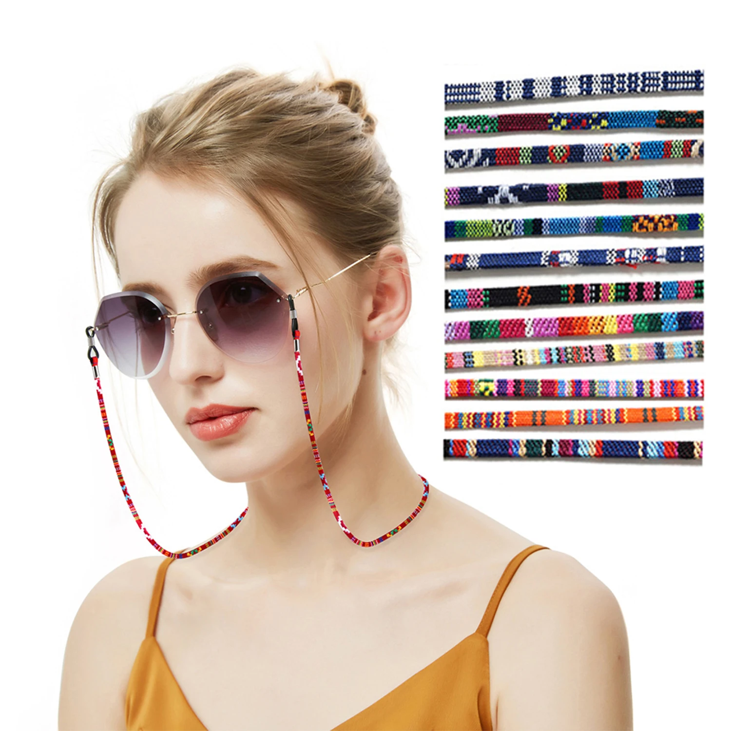 

1Pcs Cotton Eyeglass Strap Chain Sunglasses Holder Cord Anti Slip Reading Glasses Chain String Neck Cord Eyewear Glasses String