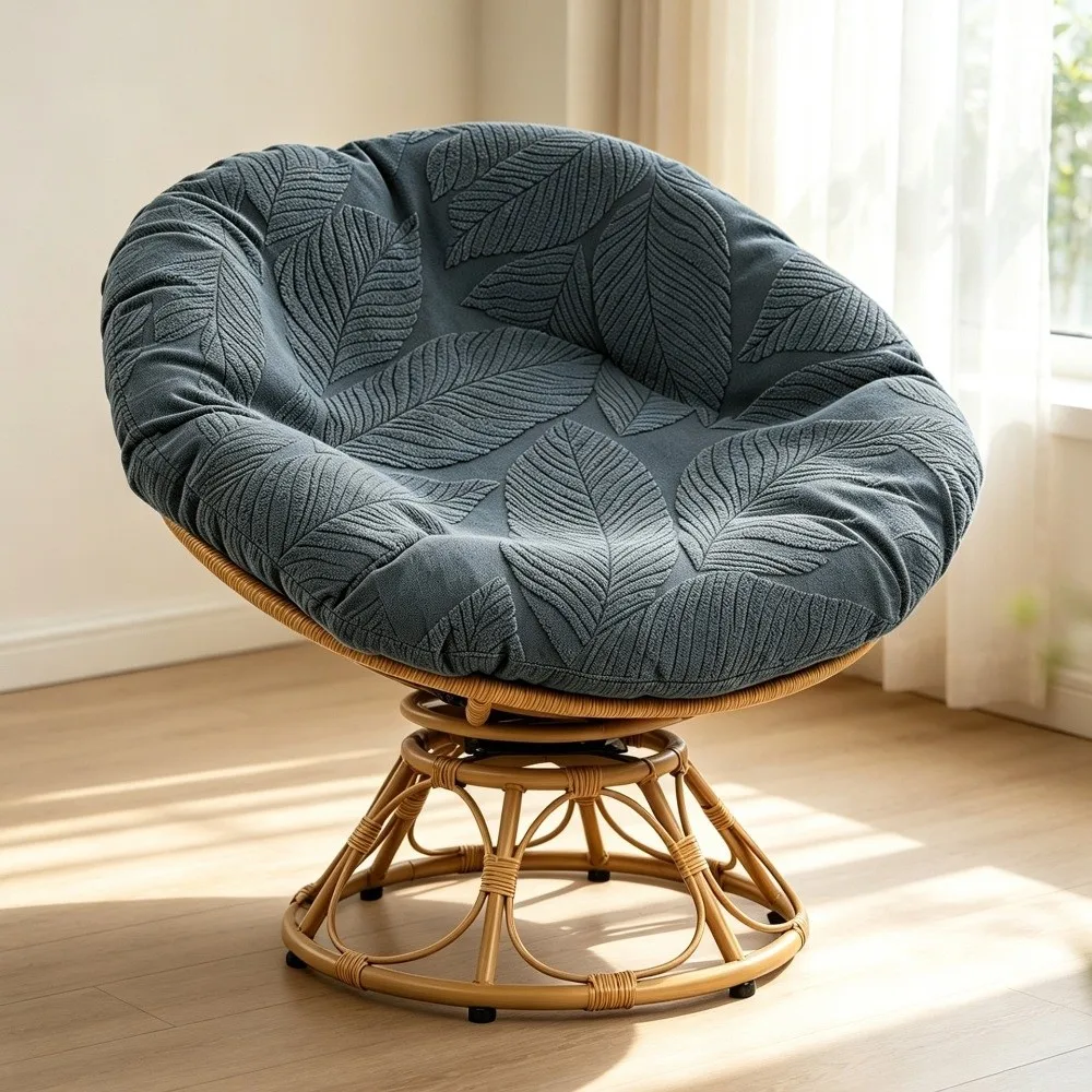 Stretch Jacquard Papasan Chair Cover Single Seat Size Thickened Fabric Round Saucer Chair Slipcover 110-120cm Diameter