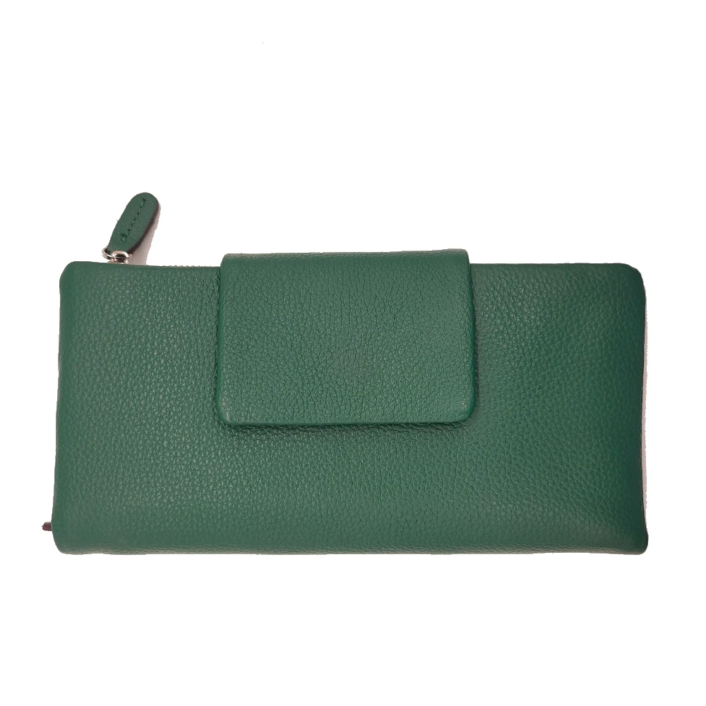 Coin purse Soft Genuine Cow Leather Long Clutch Wallet Women Fashion Multi Functional 2 in 1 Snap Button Travel Wallet Purse