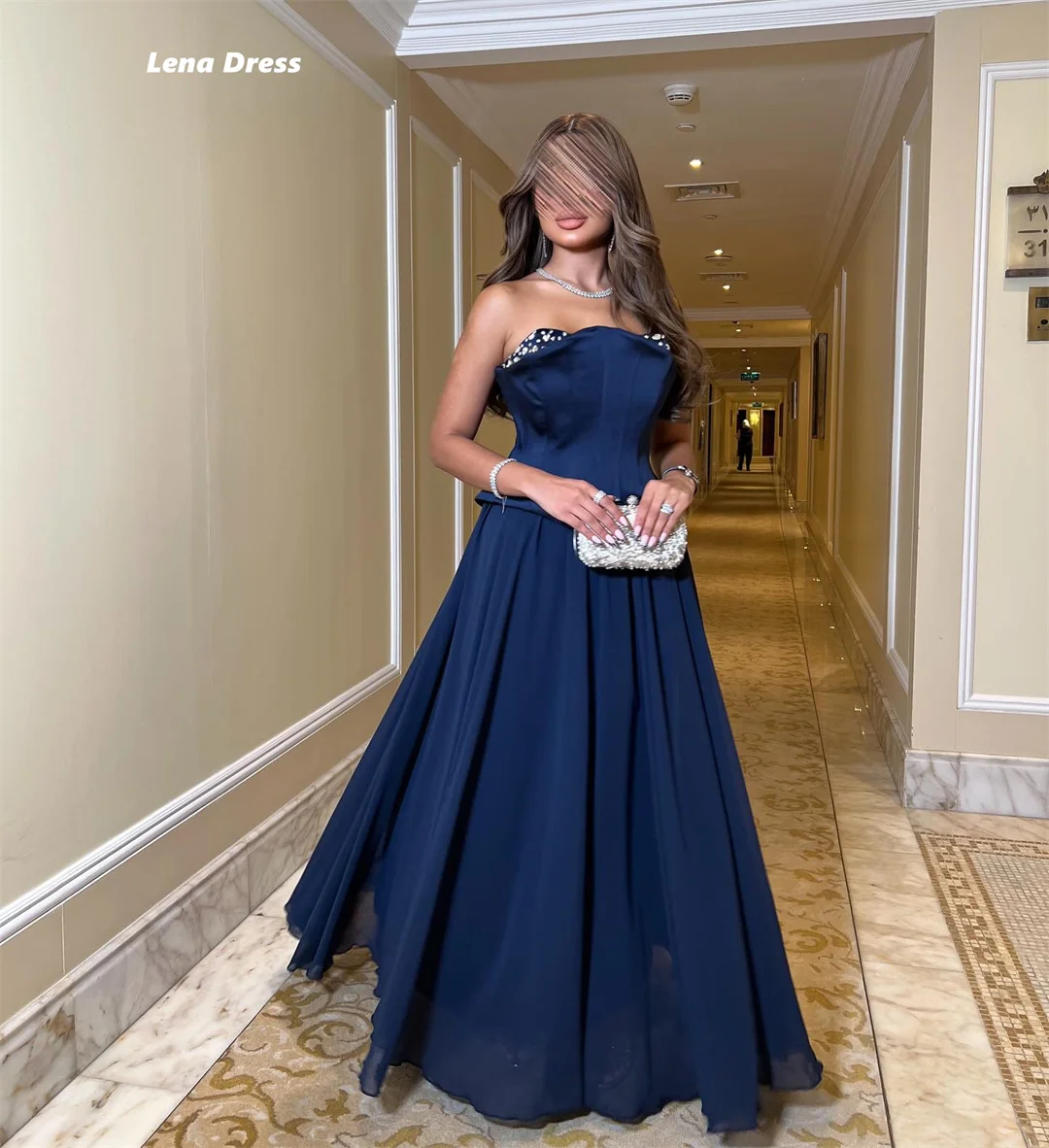 

Lena Sleeveless Elegant Gown Prom Clothes Customized Ball Gown Dress A-line Dresses 2025 Woman Luxury Chiffon Robe Soiree Party