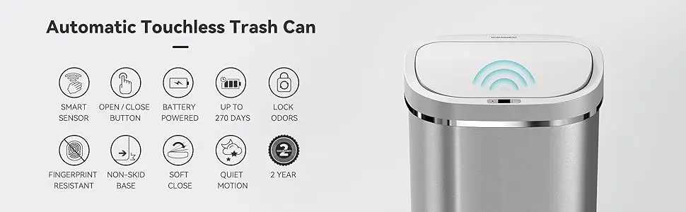 21 Gallon Kitchen Trash Can automatic opening Garbage Bin