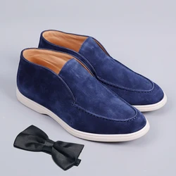 Classic Jeans Matching Men's Desert Boot Cow Suede Leather Ankle Chukka Boots Slip-on High Top Casual Shoes Men Fashion Footwear