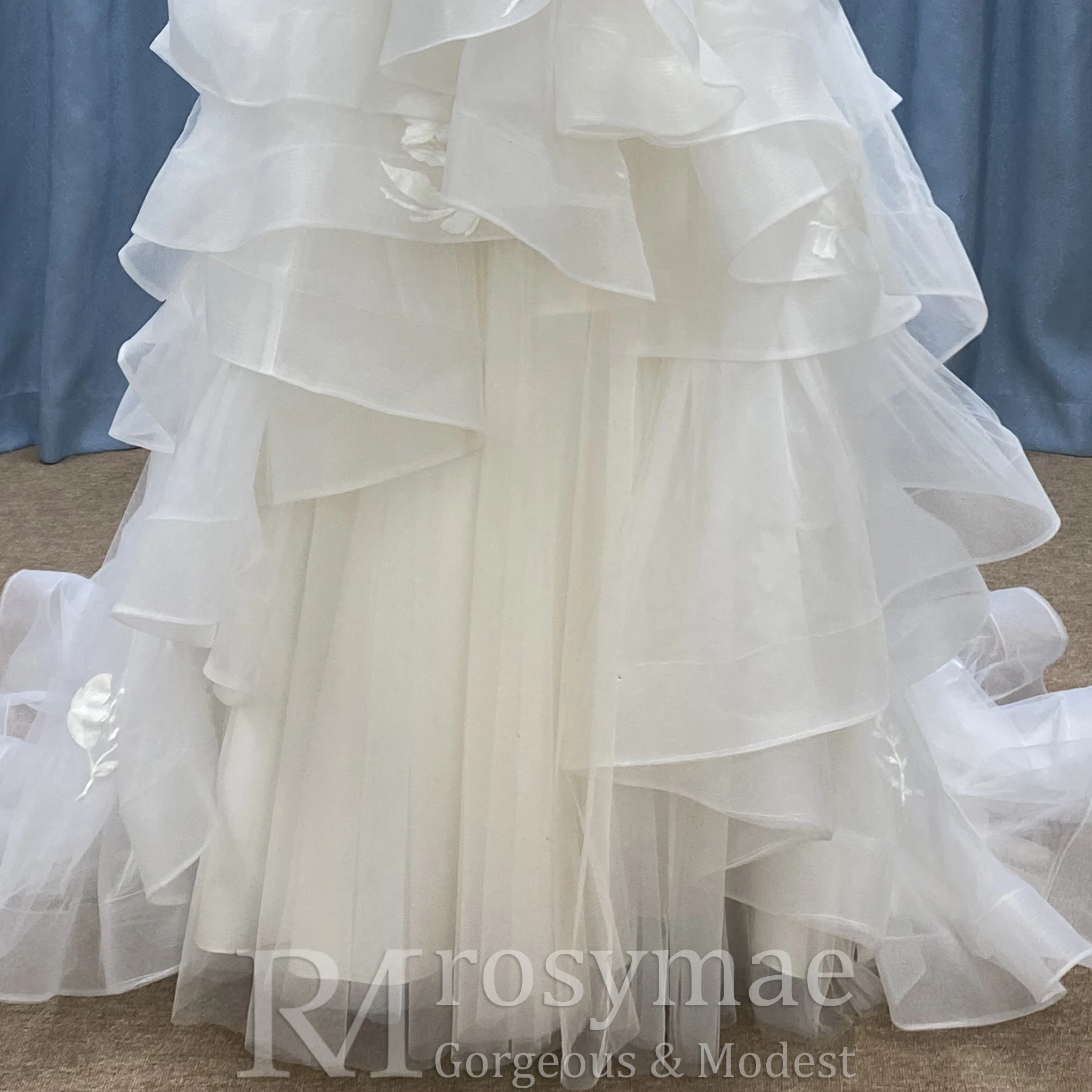 Rosymae dames backless diepe v-hals ruches trouwjurk met tankmouwen sexy jurk voor bruiden