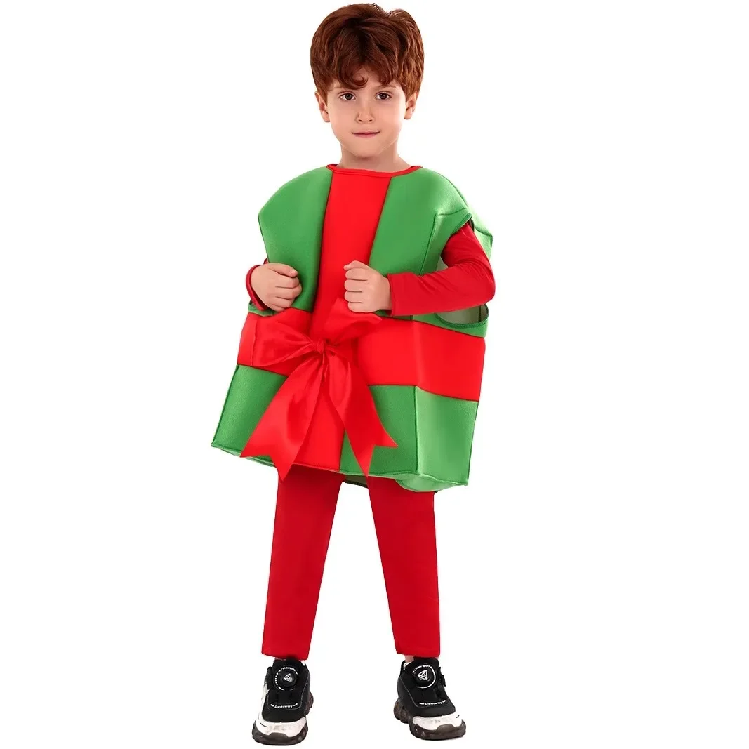 Costume de mascotte de Noël pour enfants, accessoires de cérémonie surprise, robe de paupières, spectacle sur scène, glacis, cosplay, boîte cadeau, fête