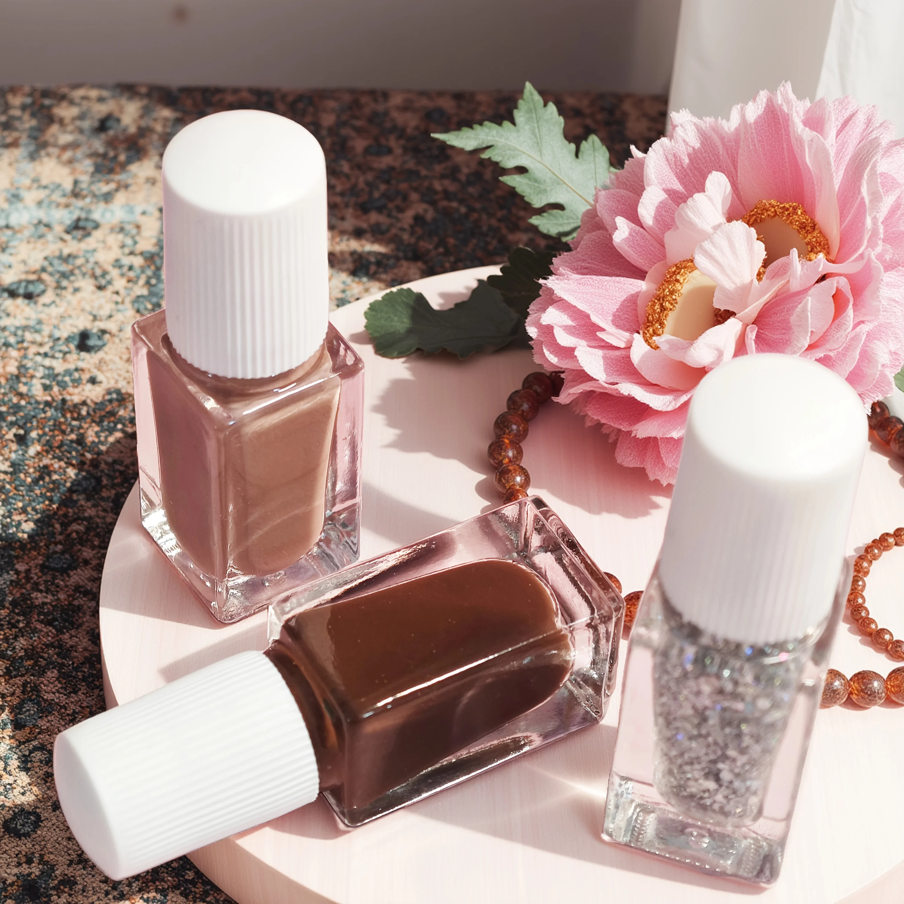 v14 Chocolate Mousse 3 - piece Set of No - bake Nail Polishes. Quick - drying, long - lasting, peel - able and water - based