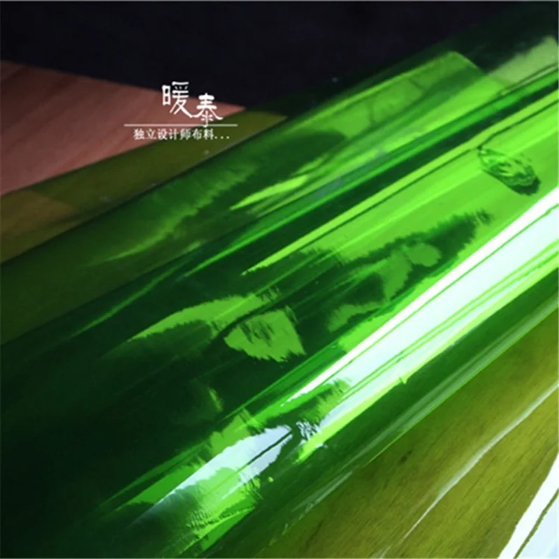 0.17mm TPU Fabric Transparent Green PVC Liquid Film Waterproof DIY Raincoat Crystal Bags Decor Plastic Clothes Designer Fabric