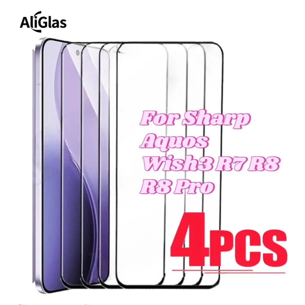 4 Uds HD película de vidrio templado para Sharp Aquos R8 Pro R7 R8 Protector de pantalla brillante dureza 9H para Sharp Aquos Wish3 película templada