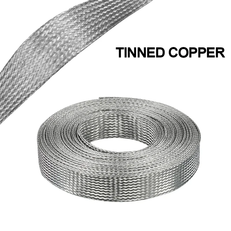 2/4/6/8/10/12/14/16/20/25/28mm Tinned Copper Braided Sleeving Expandable Screening Signal Wire Cable Shielded Metal Sheath Nets