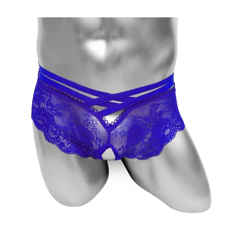 

Кружевные трусики с цветочным принтом, прозрачные мужские трусы с открытой промежностью, нижнее белье, сексуальное нижнее белье-бикини, эротический мужской костюм, трусы