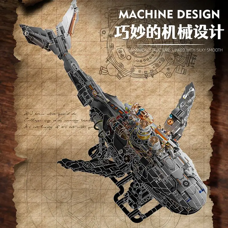 Deep-sea animals can interact with mechanical whale-shaped intelligent assembly building blocks for birthday toys. Model set. Be