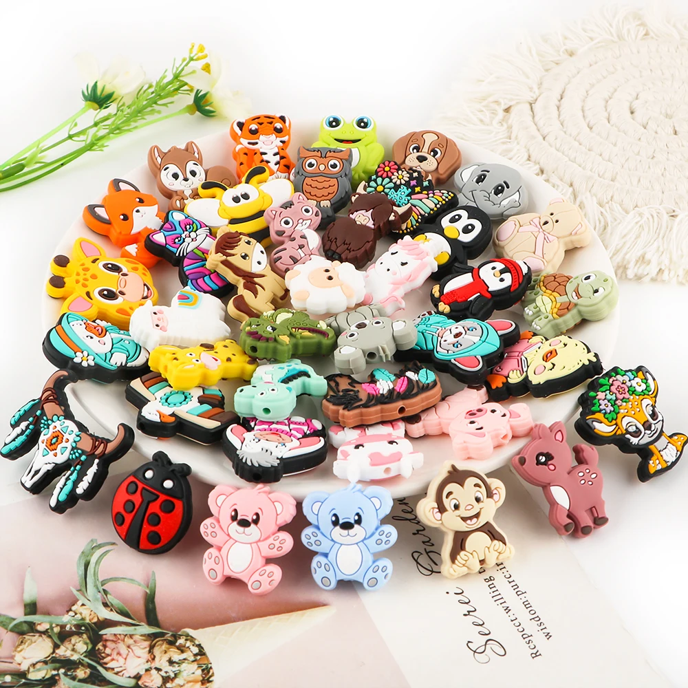 Kovict 5Pcs New Combination Animal Mashup Focal Silicone Beads For Making DIY Jewelry Bracelets Necklace Keychain Accessorie