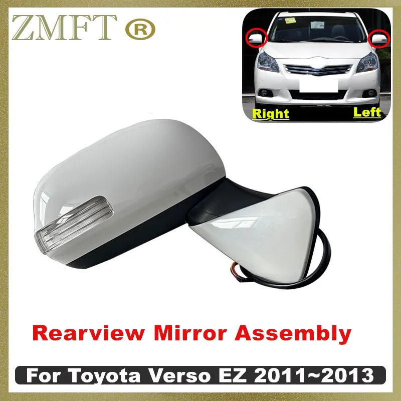 1PCS Car Reversing Plastic Painting Rearview Side Mirror Assembly For Toyota Verso 2011 2012 2013 5PINS 9PINS