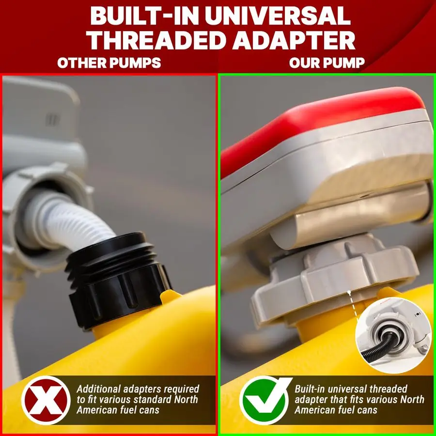 2nd Gen. Fuel Transfer Pump with High Flow Nozzle, 2.5 Gal Min, Universal Gas Can Adapter, AA x 4 Battery Powered, 4.2ft Extende