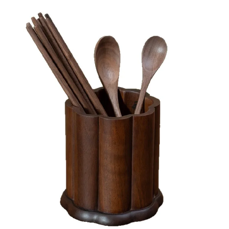 

Black walnut pen holder, desktop makeup brush storage cartridge