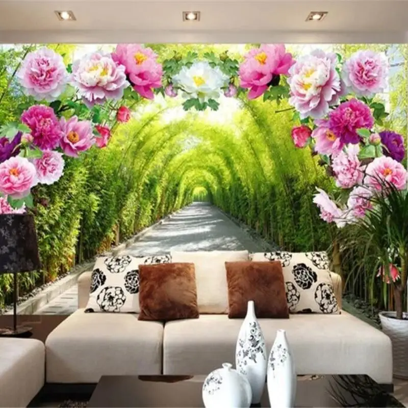 wellyu Custom Photo Wallpaper 3D Murals  Flower Door Gallery Promenade Mural sofa Background Wall papel de parede 3d wallpaper