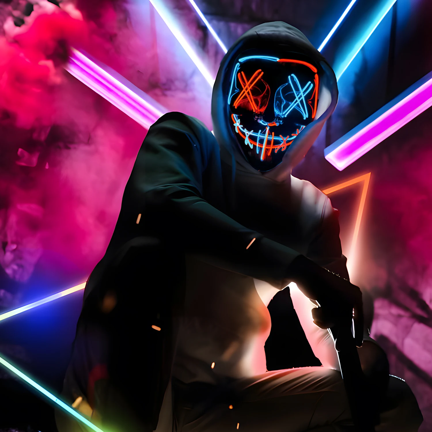 أقنعة الهالوين LED أقنعة متوهجة في الظلام أقنعة الرعب أزياء المهرجان (أحمر + أزرق) هدايا موسمية