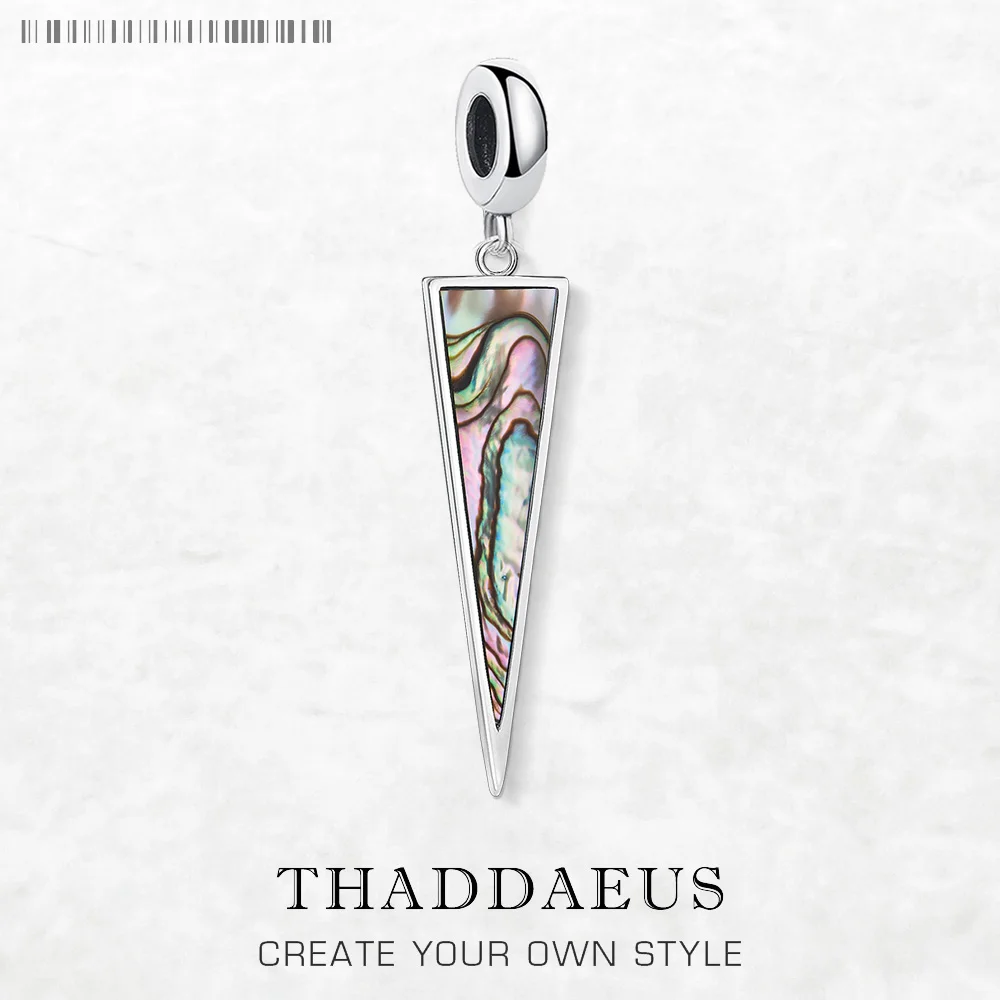 

Triangle Colorful Shell Dangle Charm Pendant Trendy Gift DIY Europe Original 925 Sterling Silver Fine Jewelry