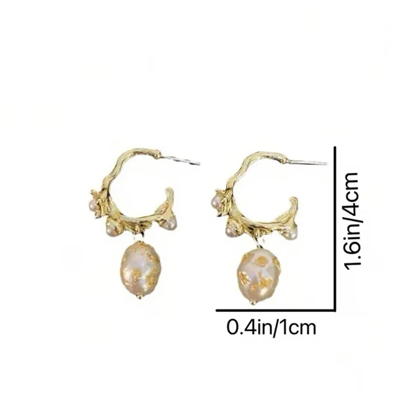 1pair French Style Vintage Luxurious Special-Shaped Faux Pearl C Design Earrings Suitable For Women To Wear On Any Occasion