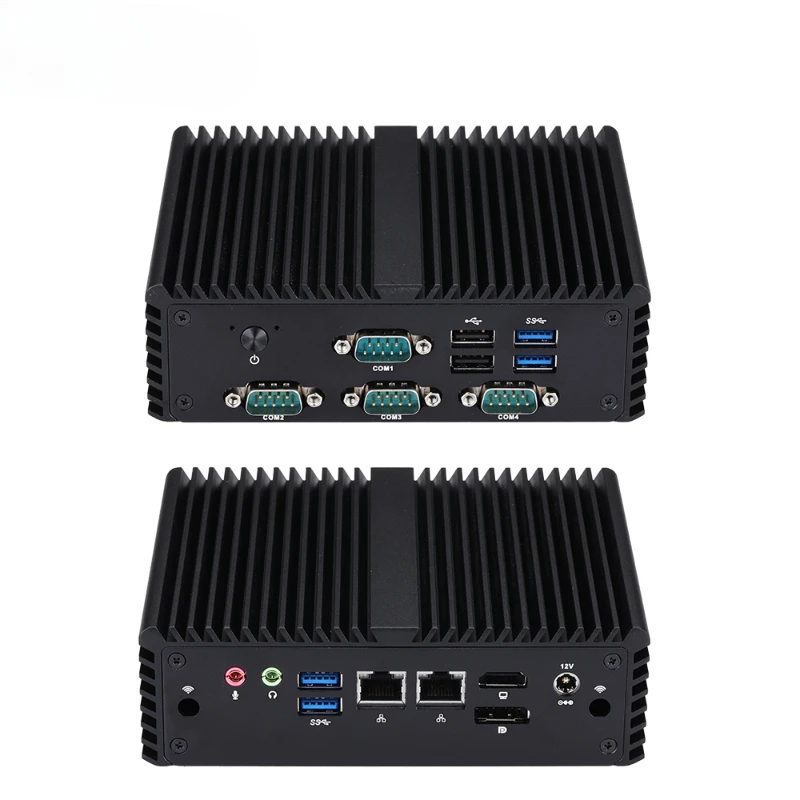 Fanless מיני pc quad ליבה פועל 24/7 x86 מיני שולחן עבודה PC כפול lan כפול lan