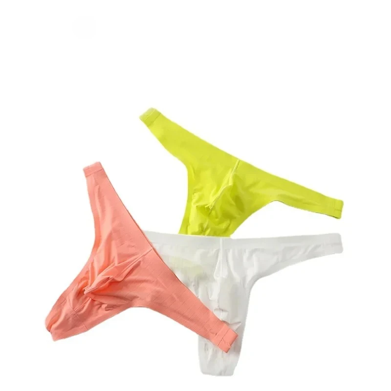 

Men's Bulge Thong Seamless Ice Silk Gays Sexy G-String Ultra-Thin Low Rise U Convex Pouch Underwear Lightweight Daily Underpants