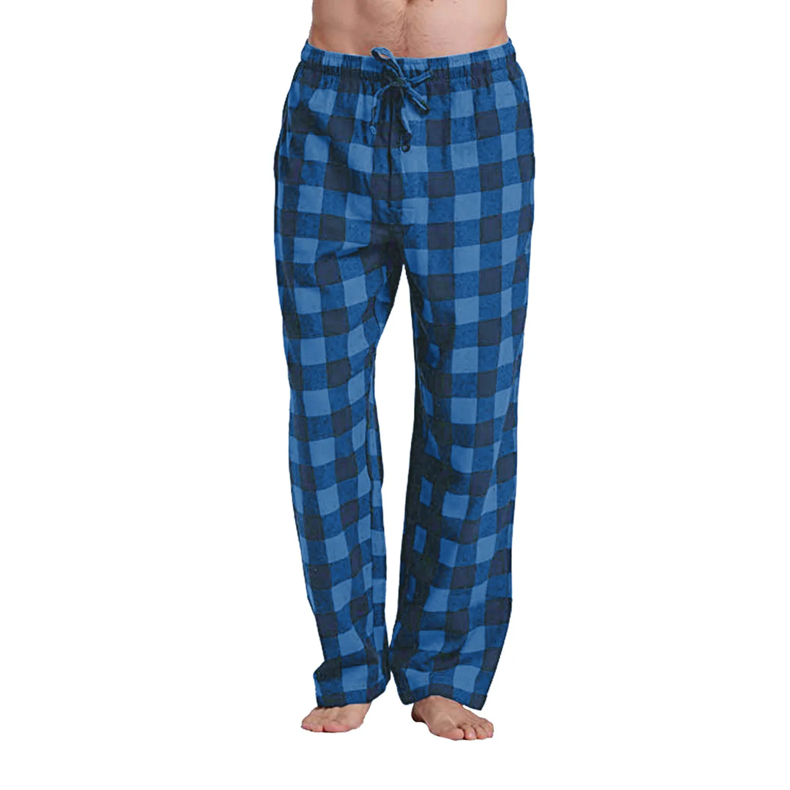 Men Home Wear Straght Casual Business Pants Cotton Super Soft Men Jogger Sweatpants Flannel Plaid Pajama Pencil Pants