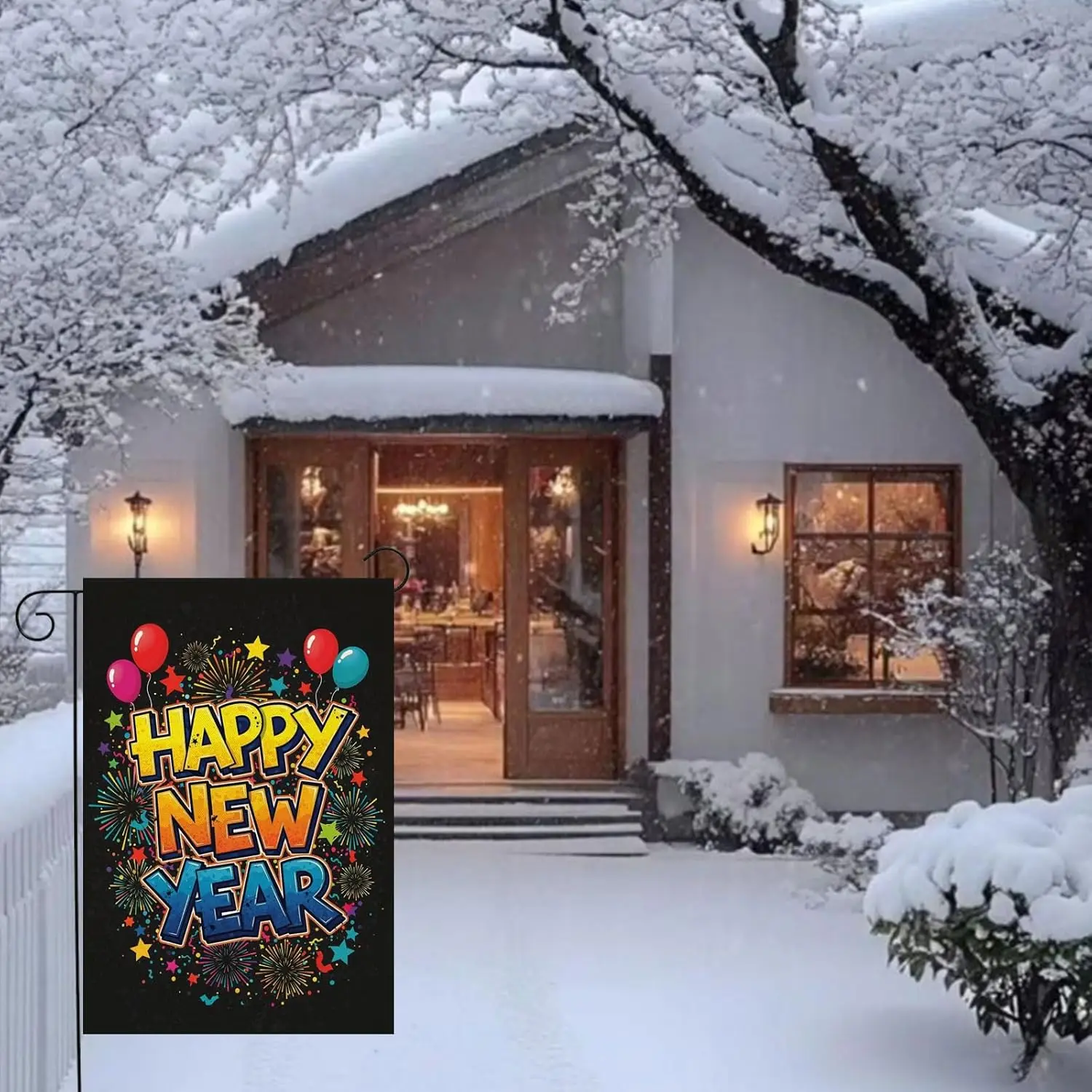 Happy New Year Garden Flag Double Sided 12x18 Inch Ballon Small Burlap Welcome Winter Holiday Yard Outdoor Decorations XXP E SSL