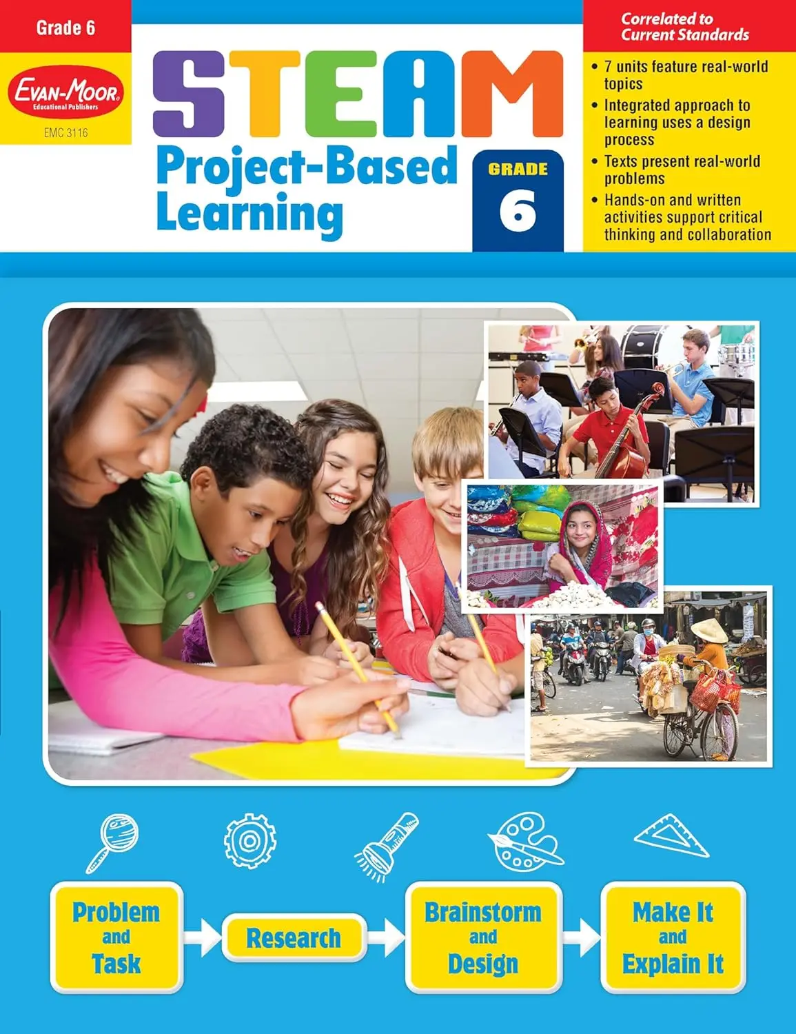 

Evan-Moor STEAM Project-Based Learning, Grade 6 Workbook,aged 10 11 12 13, English book 9781645141921