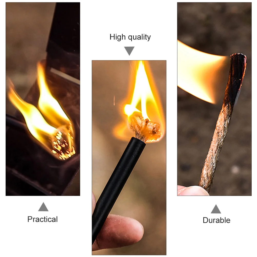 5Pcs Waxed Fire Starter Jute Rope with 5Pcs Aluminum Sleeve for Outdoor Camping waxed fire rope fire jute rope