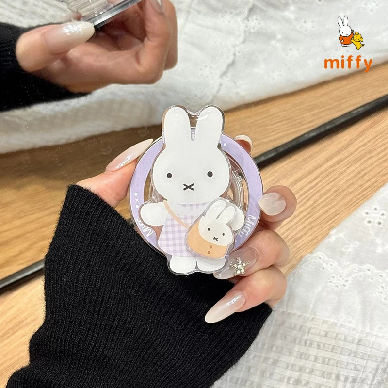 Kawaii Miffy الهاتف قذيفة مناسبة آيفون 17 16 15 14 الإبداعية حقيبة كروسبودي أرنب حامل مغناطيسي مكافحة قطرة جراب هاتف هدية #3