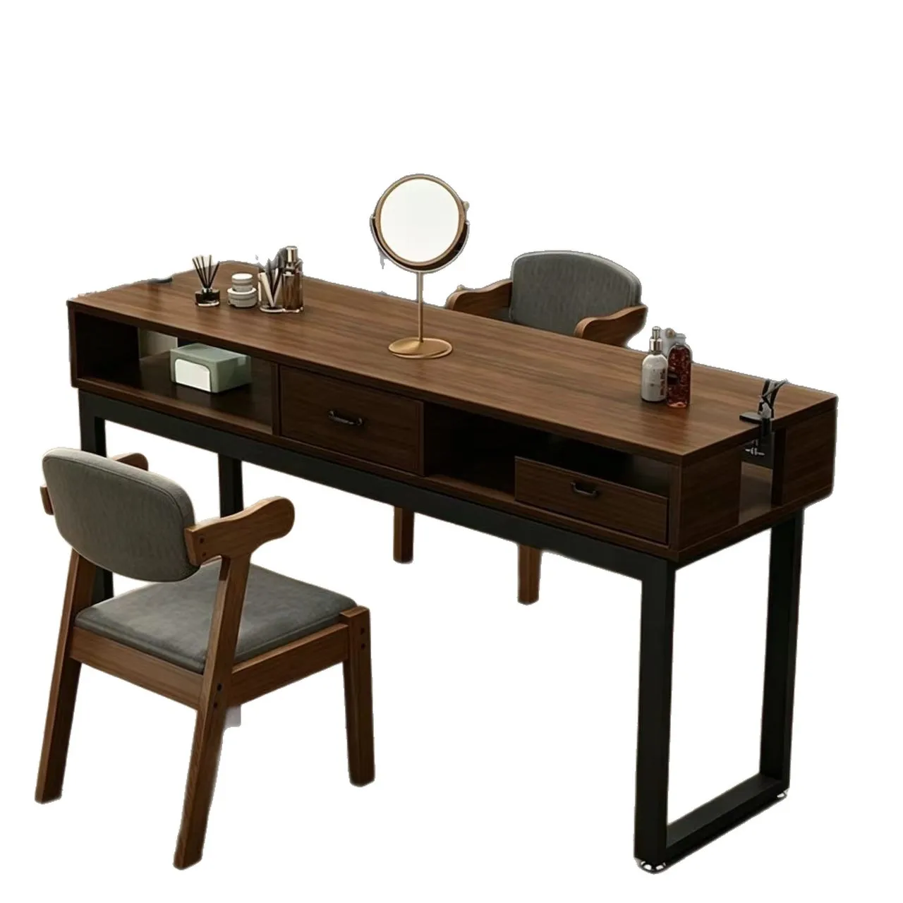 Nail table retro special economical single and double station nail table upgrade can clip light hole Japanese nail table