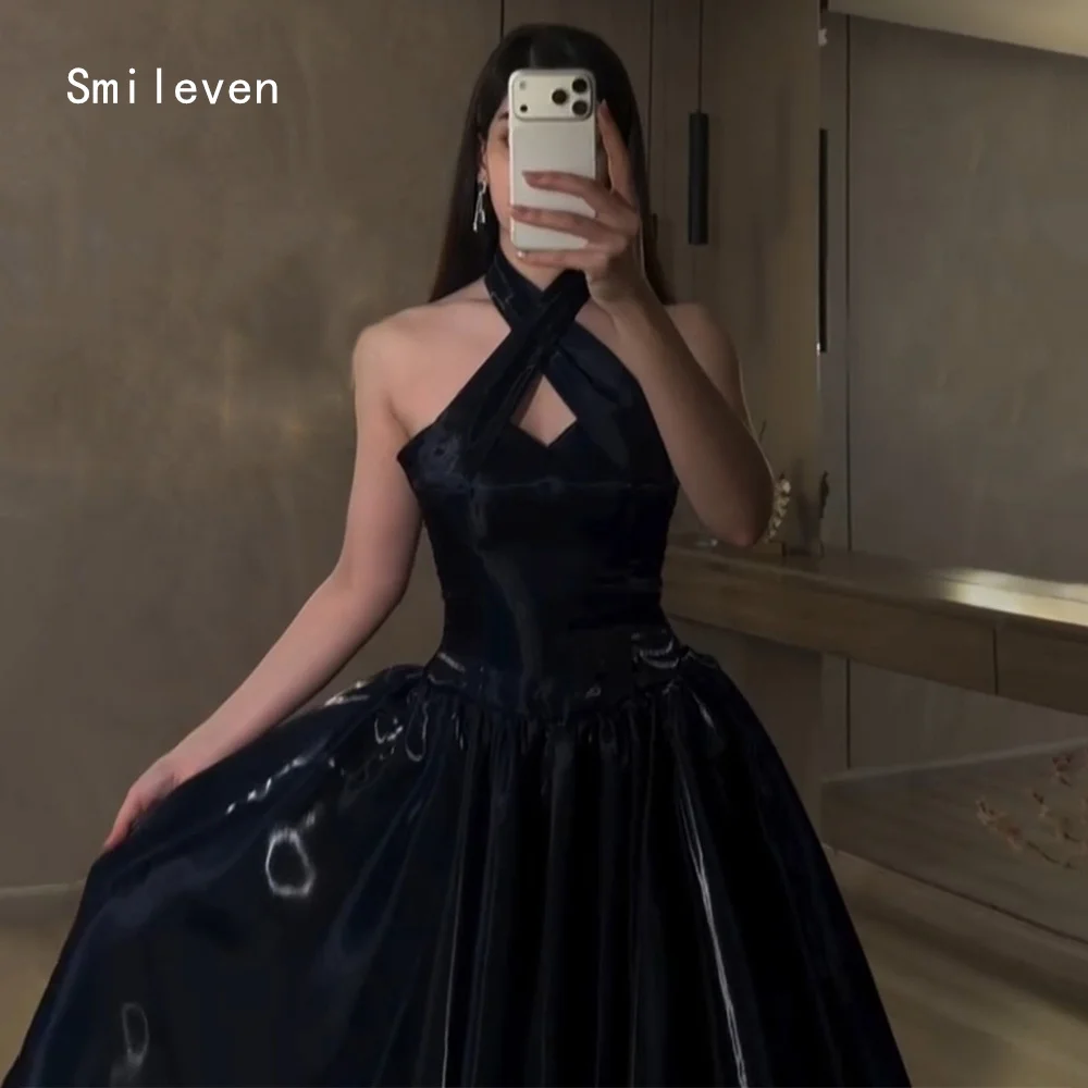 

Smileven Luxury Liquid A Line Evening Dress Halter Formal Prom Dresses Elegant Black Birthday Party Gowns Customized 2026