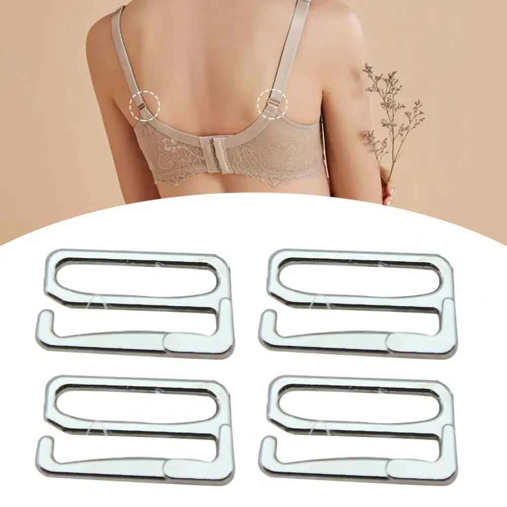 10Pcs Bra Hooks Electroplating Process Strong Material Durable Sturdy Two Holes Decorative Alloy Swimsuit Tops Underwear Bra Met