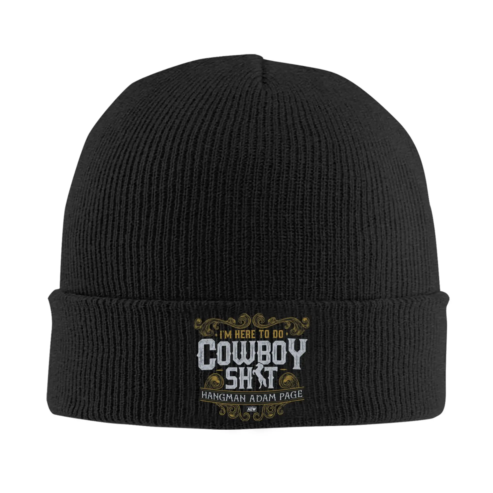 

Hangman Adam Page Bonnet Hats I'm Here To Do Cowboy Beanie Hats Winter Printed Skullies Beanies Unisex Hippie Warm Soft Cap