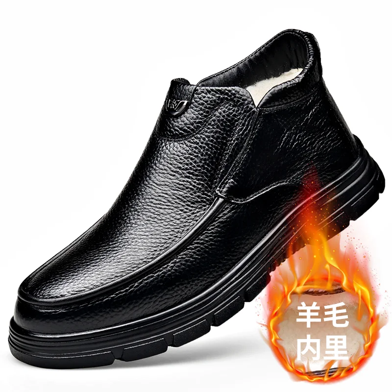 

2025 Newly Man Winter Boots Quality Microfiber Leather Shoes Brand White Warm Thicken Inner Boots 38-44 Man Snow Leather Boots