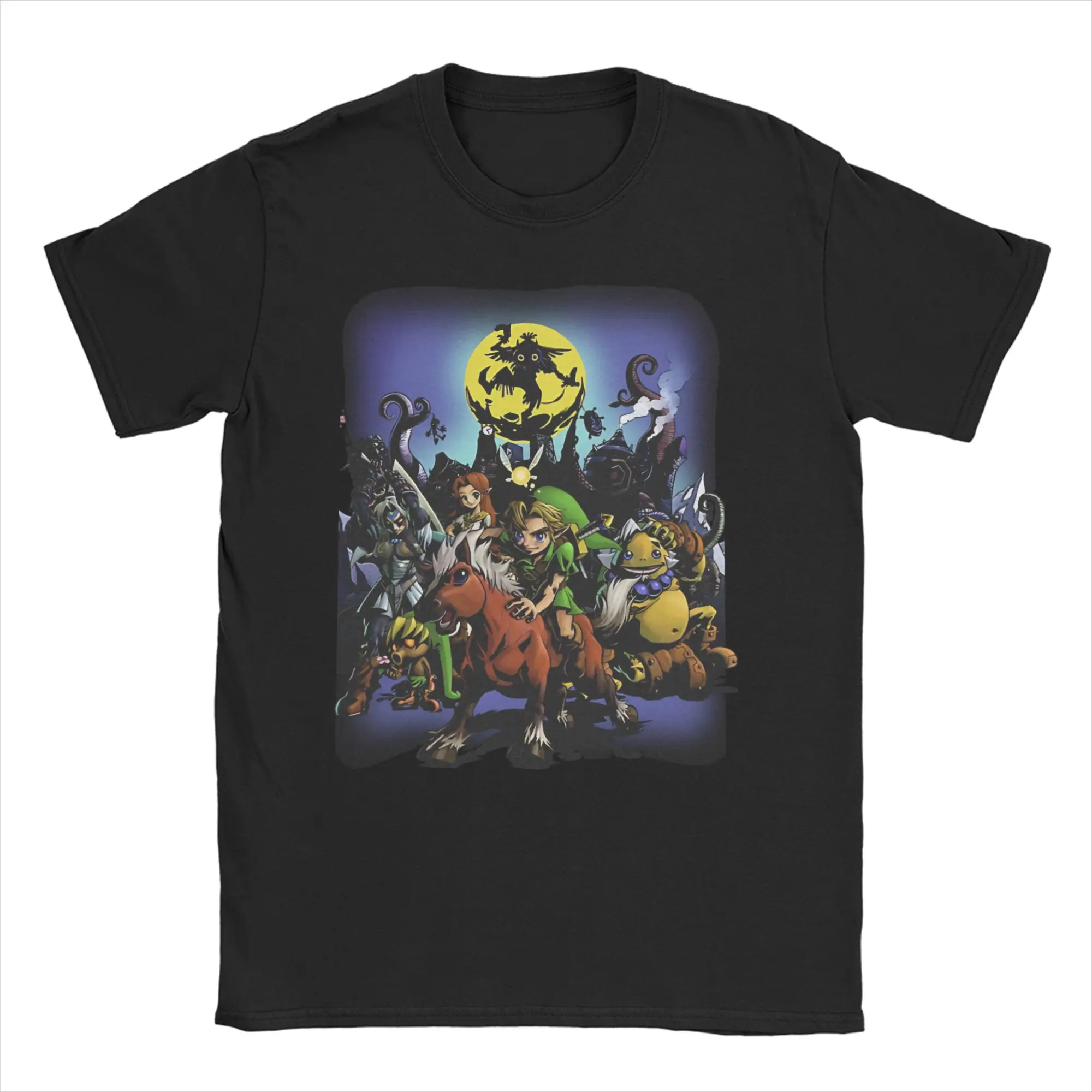 Majora's Mask Link & Friends Full Moon Zeldas Legend T Shirts for Men Women Cotton T-Shirts O Neck Tees Short Sleeve Clothing