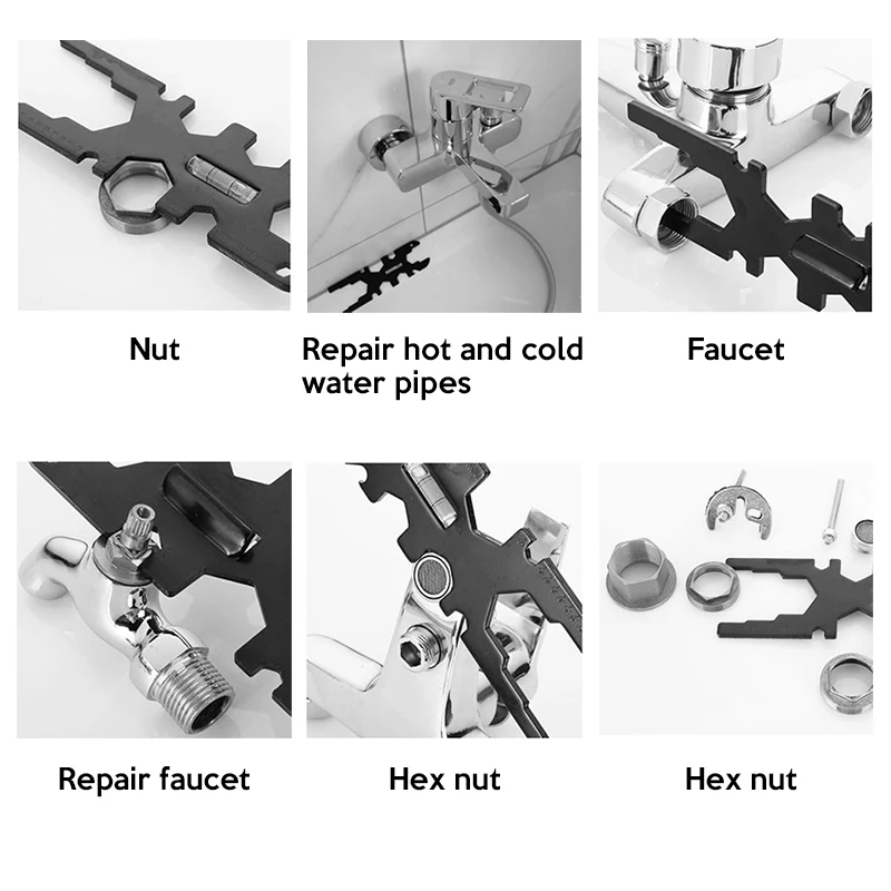 14 in 1 Multifunktionale Küche Bad Wrench Wasserhahn & Waschbecken Wasser Rohr Wasserhahn Arbeitsplatte becken Installer Spanner Werkzeug