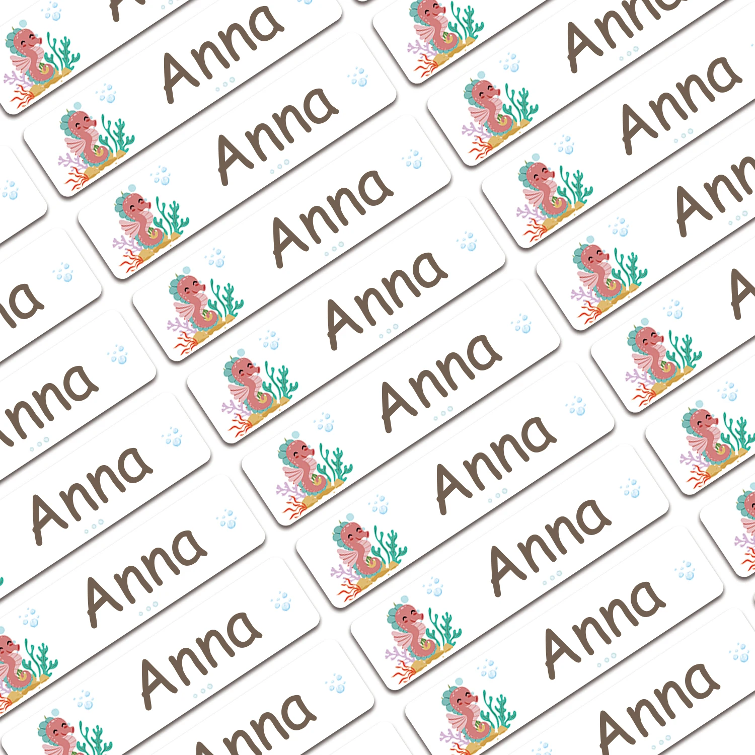 

80/160/240 шт. персонализированные наклейки с именем, водонепроницаемые этикетки на заказ, наклейка на бирку для детей, учителей, родителей, школьный детский сад-морской конек