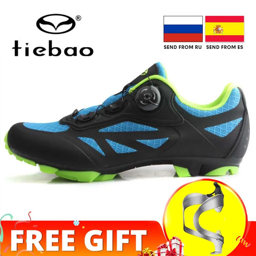 

TIEBAO Men Cycling Shoes Breathable MTB Mountain Bike Shoes Bicycle Racing Self-Locking Bike Sneakers Free Bottle Holder Gift