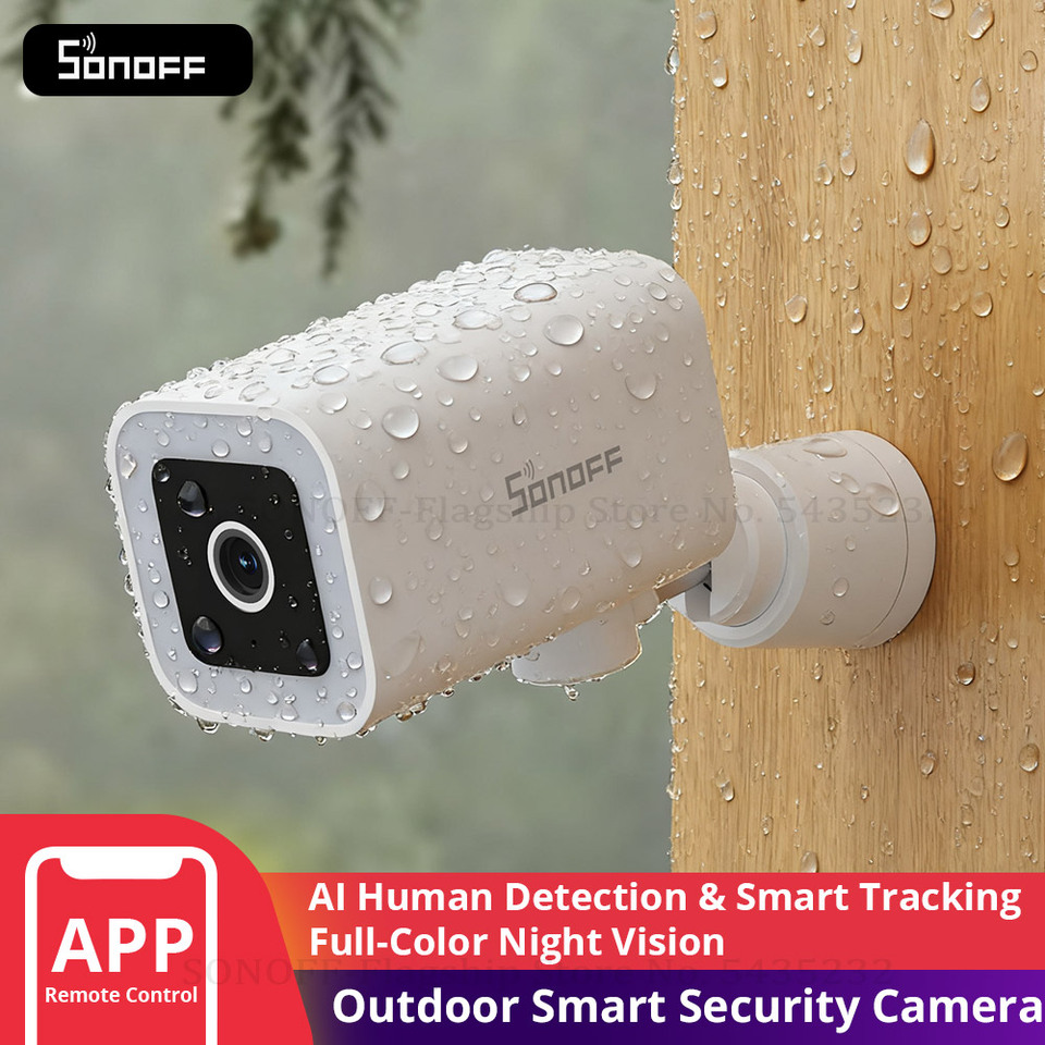  SONOFF CAM-B1P Outdoor Smart Security Camera 2K HD With AI Human Detection IP65 Weatherproof 180° Pan Control Alexa Google Home 