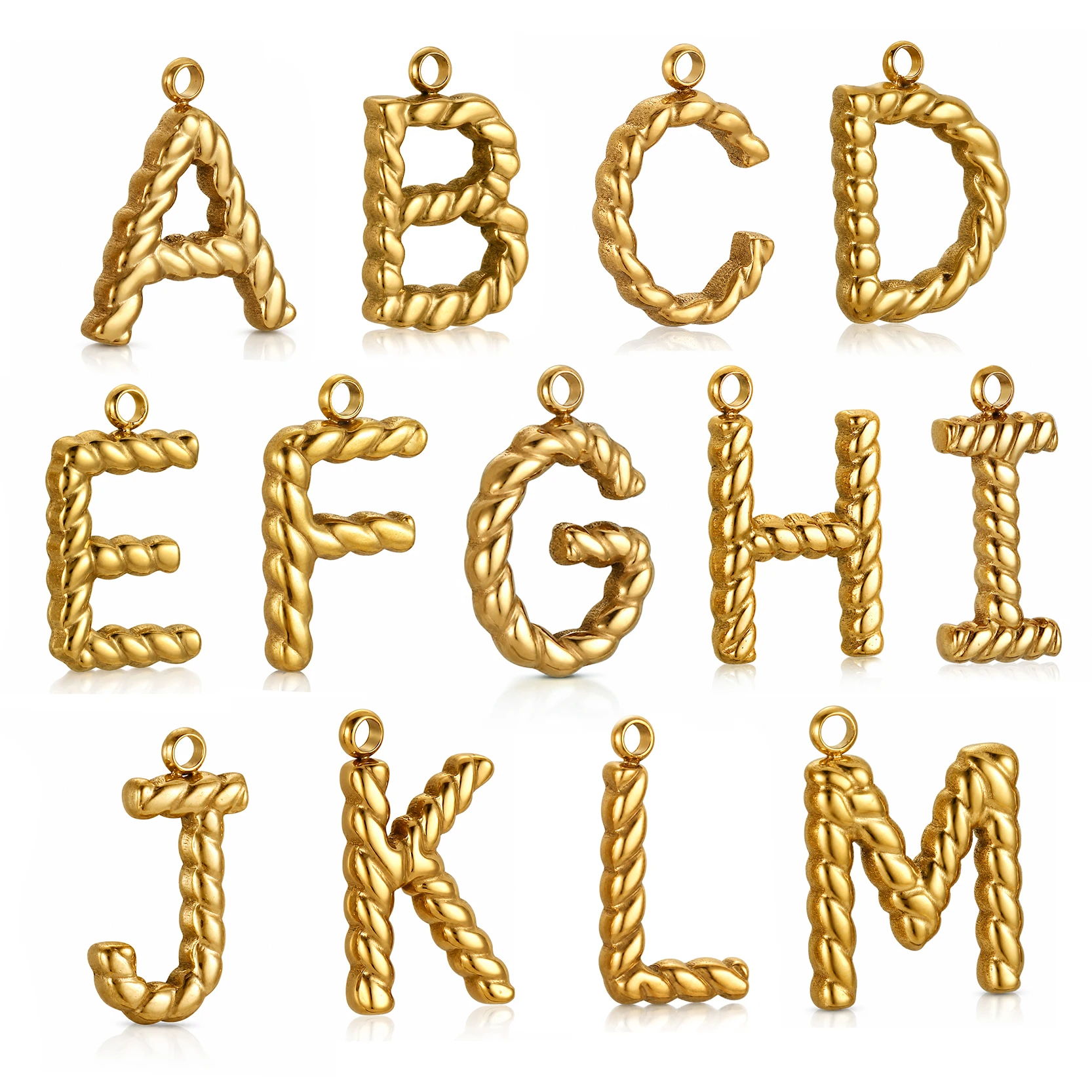 3Pcs Stainless Steel Twist Weave Alphabet Charms Capital A-Z Charm Initial Letter Pendants DIY Bracelet Necklace Jewelry Making