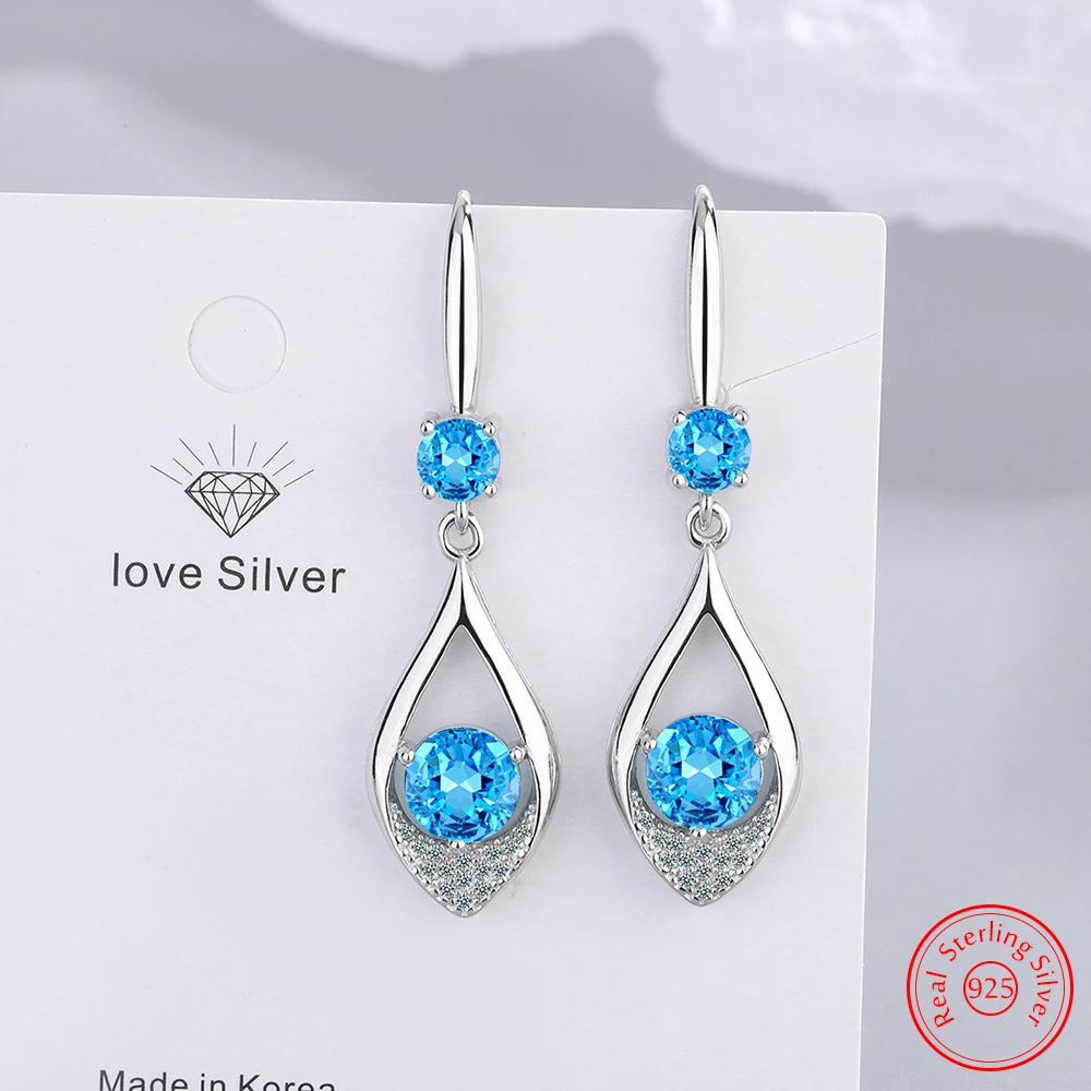 

Pure 925 Sterling Silver Jewelry Quality New Crystal Zircon Hollow Heart Drop Earrings For Lady Fashion FQL25047