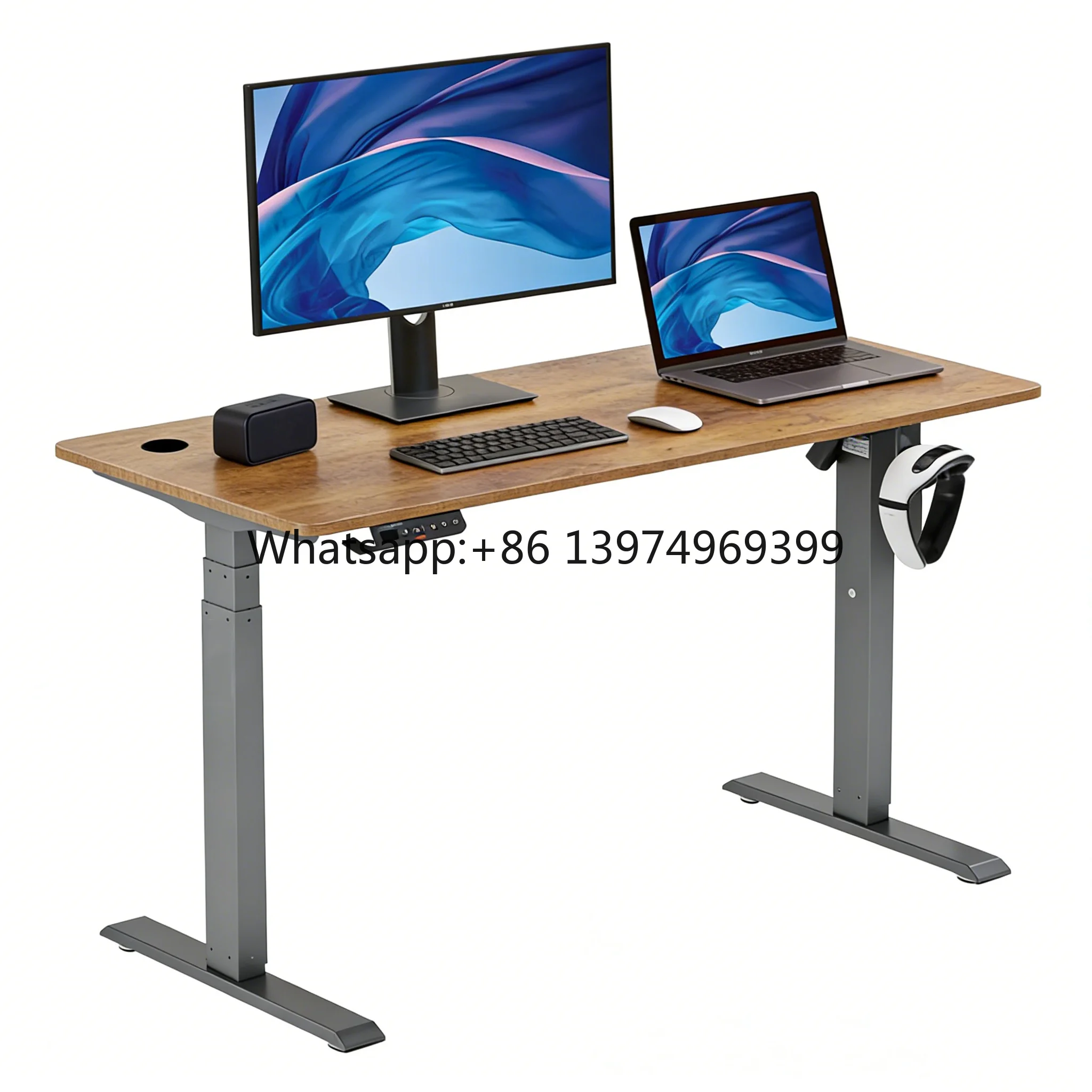 Modern Grey Extendable Width Student Computer Desk Height Adjustment Cold Rolled Steel Surface Standing Desk Frame
