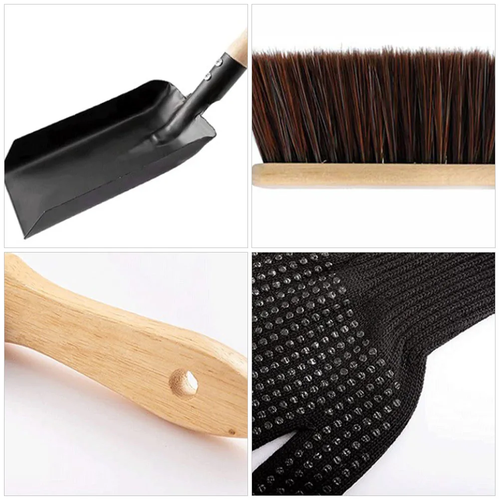 

1Set Fireplace Cleaning Tools Set Rounded Corners Smooth Edges Safe Dust Brush and Shovel Set Fireplace Brush and Duster