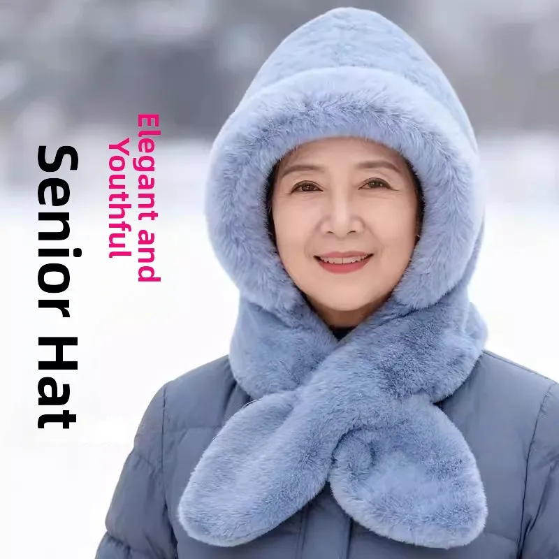 

Теплый пушистый шарф-шапка с защитой для ушей для мам и женщин, подходит для зимы