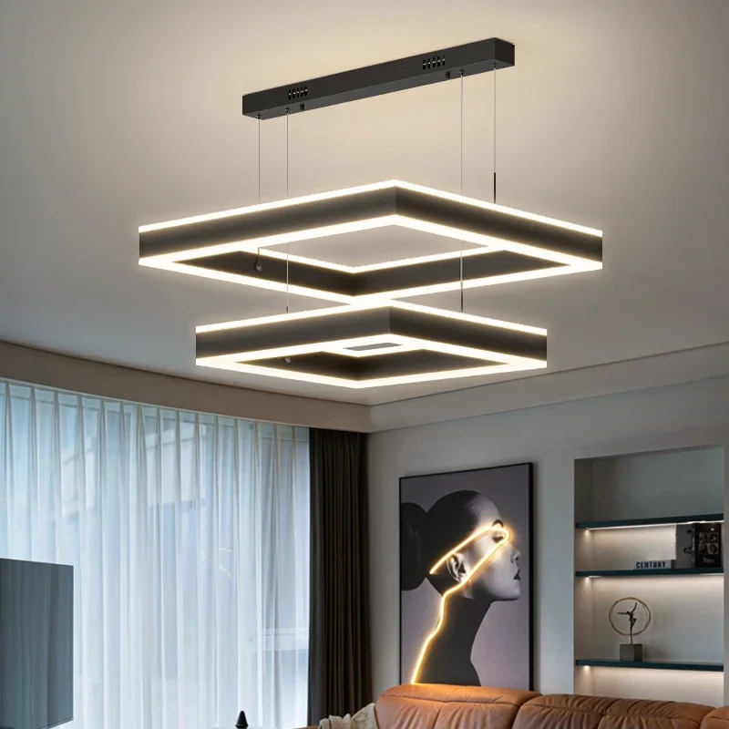Modern Atmosphere Ceiling Chandeliers Minimalist Nordic Staircase Long Line Hanging Light Villa Large Pendant Lamp