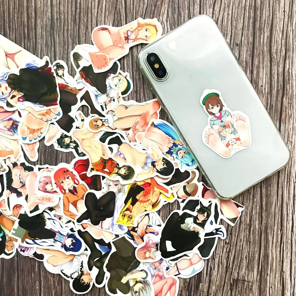 50pcs Stickers Phone Adult Anime Stickers Decoration Silk Stockings Anime Girl Computer Sticker Waterproof PVC