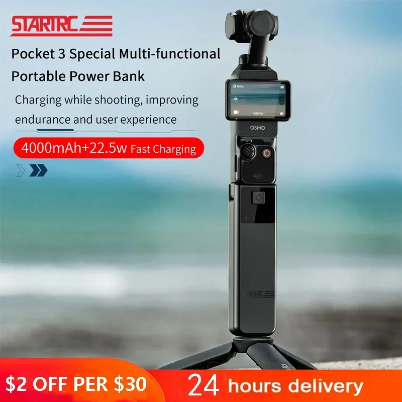 

STARTRC For DJI Osmo Pocket 3 Accessories Charger Mobile Power Bank 4000mAh Battery Handheld Fast Charging Camera Extension Rod