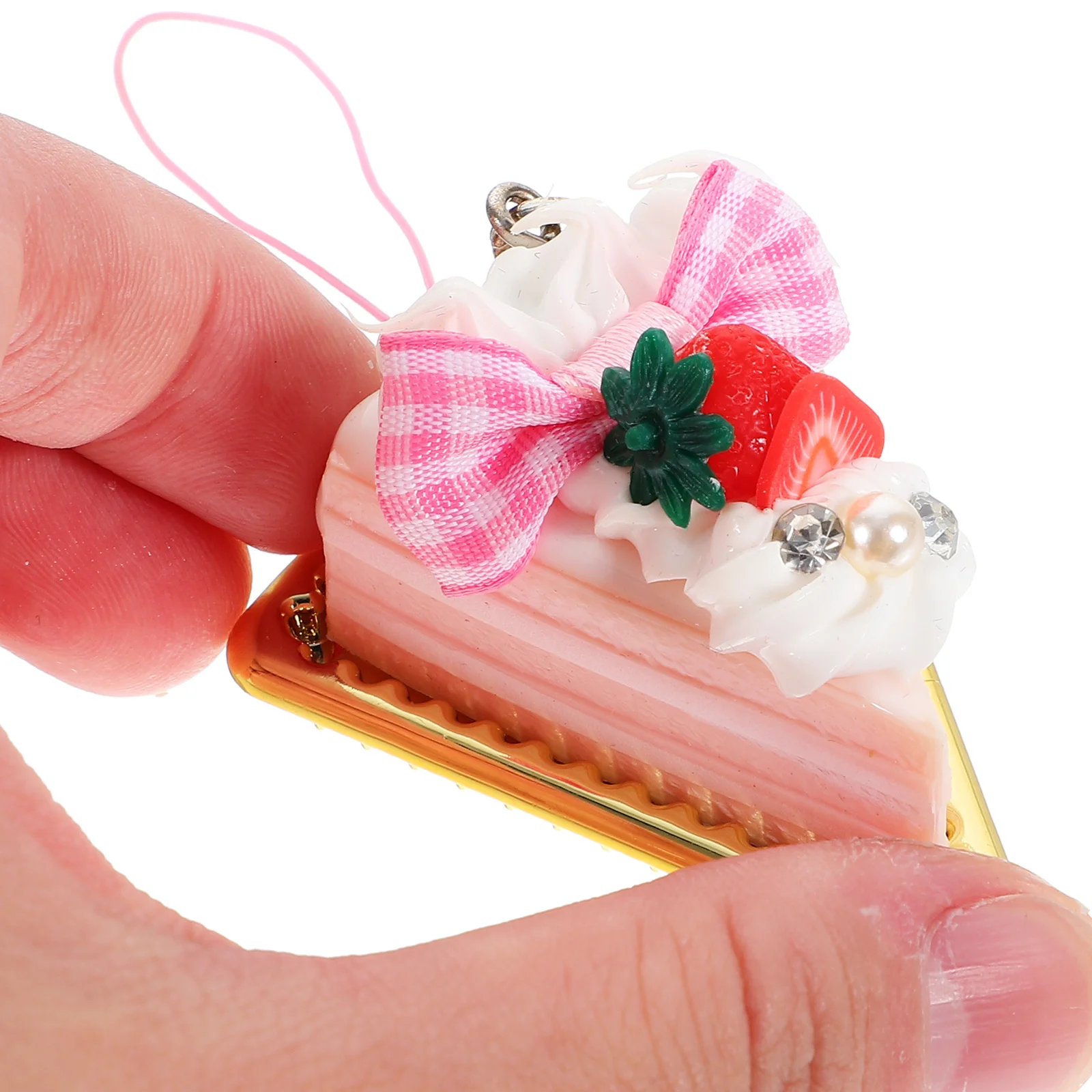 

SHERCHPRY Simulated Strawberry Cake Keychain PVC Food Pendant Kawaii Charm for Phone Bag Random Color 6X4CM